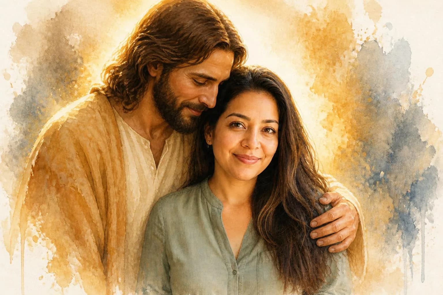 Warm devotional portrait with Jesus
