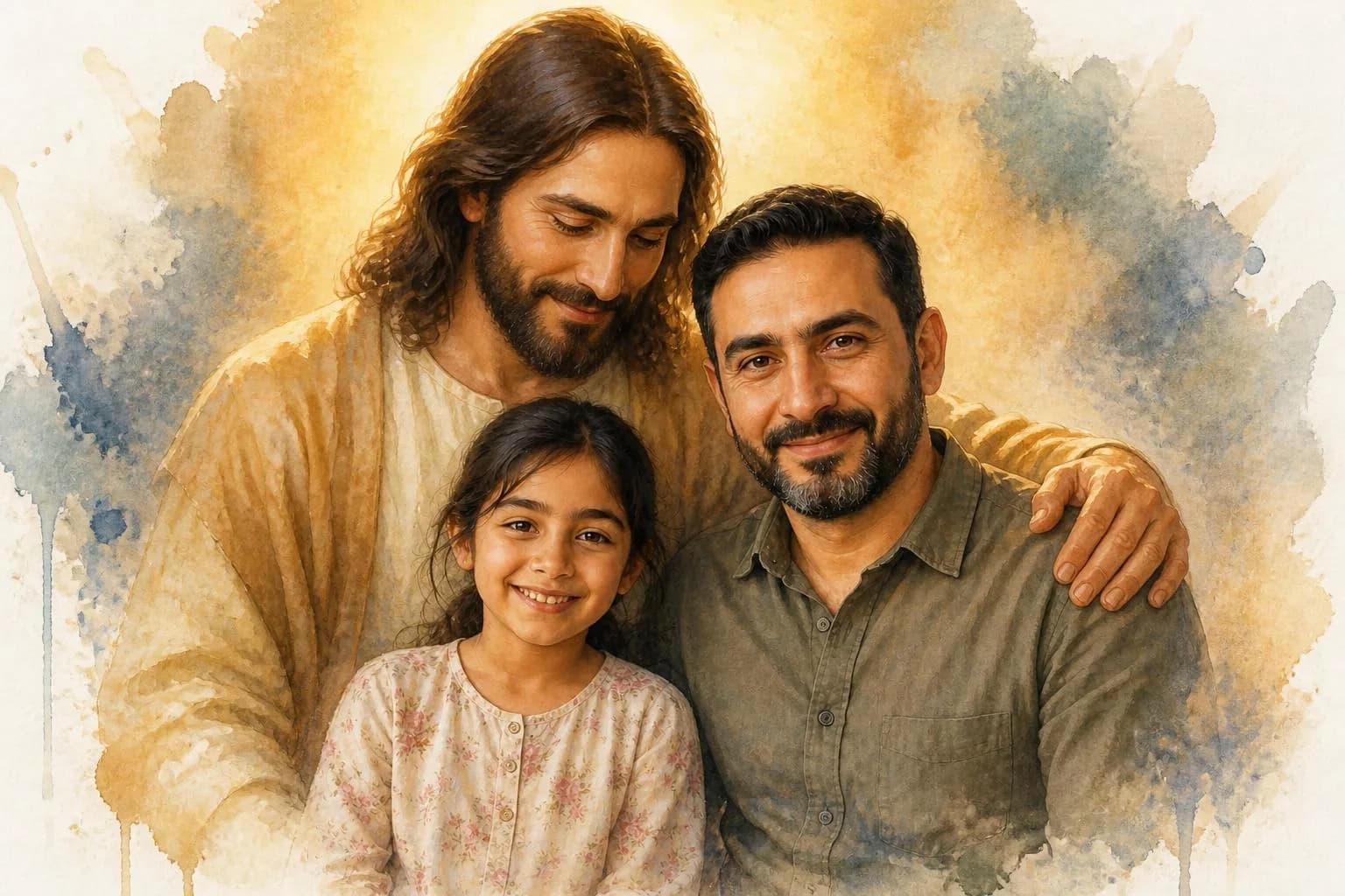 Warm devotional portrait with Jesus