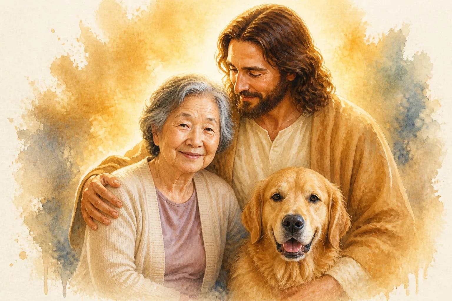 Warm devotional portrait with Jesus